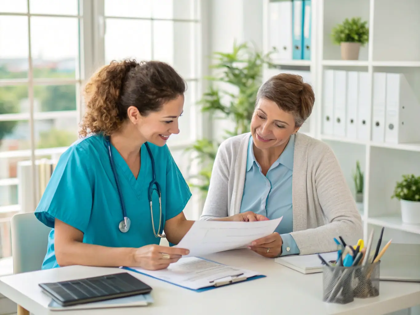 A financial officer at a hospital reviewing financial reports and dashboards on a Nitra-app platform, highlighting the platform's reporting and analytics capabilities.